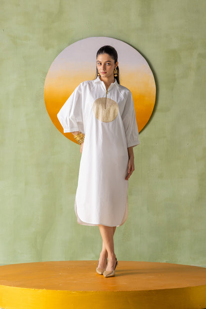 Dia Dress White Circle Wave