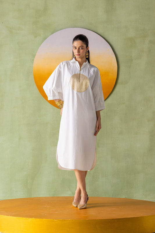 Dia Dress White Circle Wave