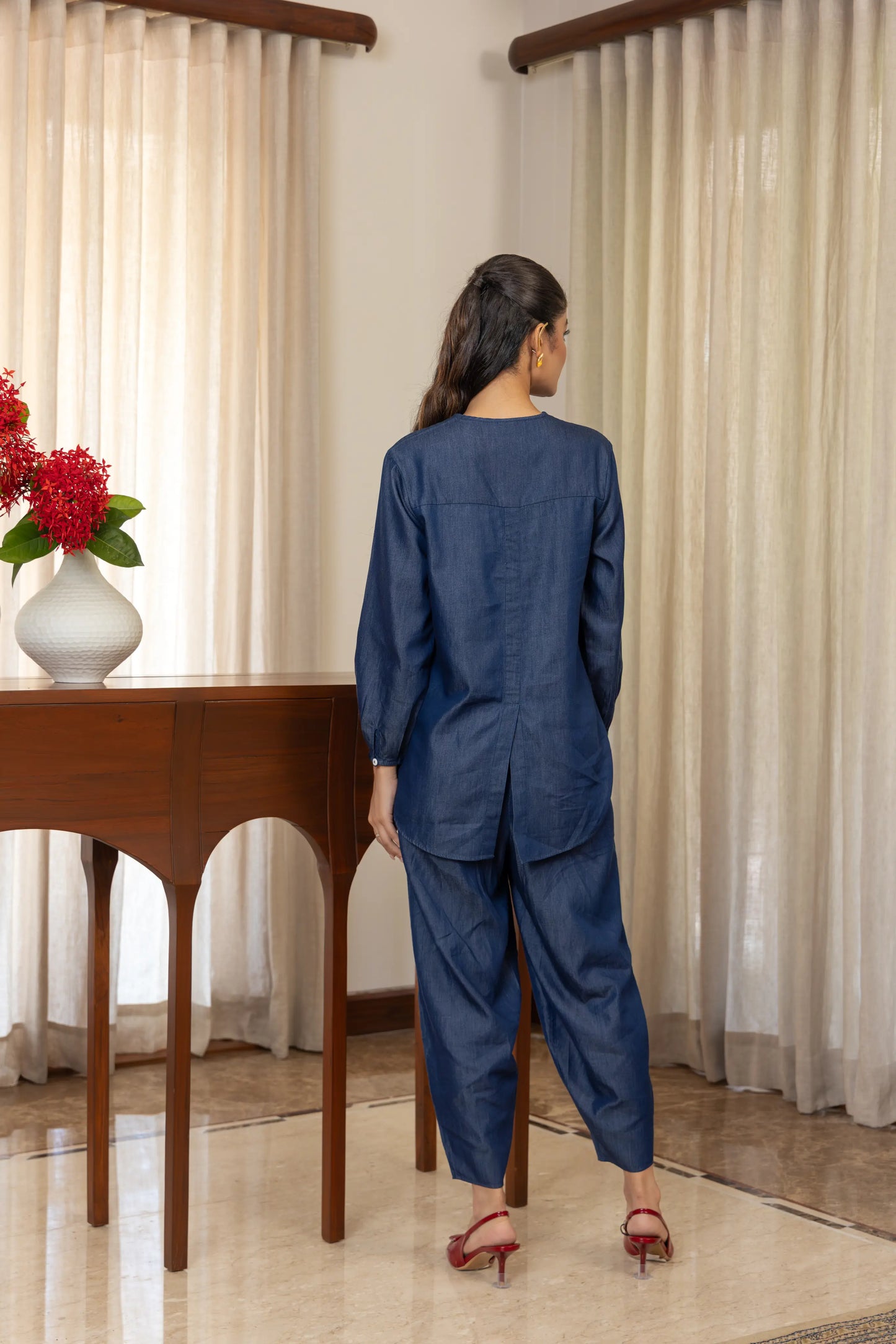 Olena Co-ord Pant Set Dark Wash Dragonfly