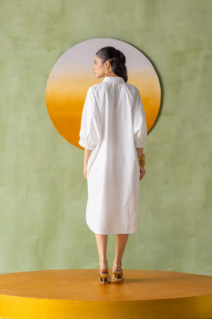Dia Dress White Circle Wave