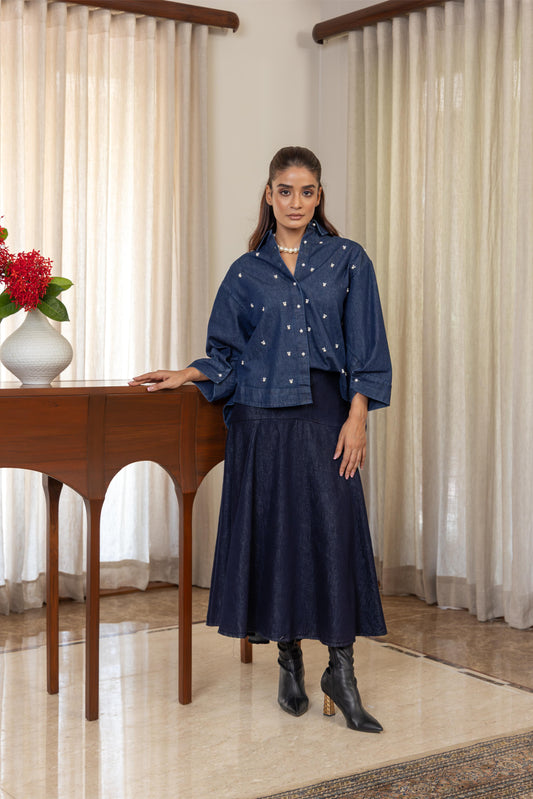 JUNE PEARL - SHIRT NAVY BLUE DENIM