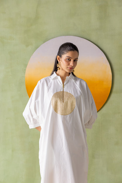 Dia Dress White Circle Wave
