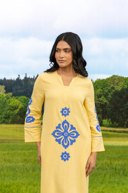 Abstra Kaftan Yellow Abstract Flower