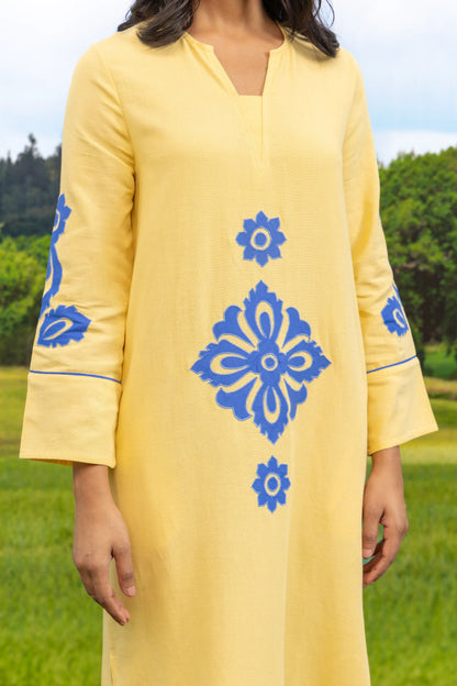 Abstra Kaftan Yellow Abstract Flower