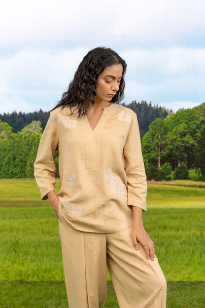 Malona Co-ord Pant Set Beige Whisper Boota