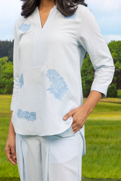Malona Co-ord Pant Set Light Blue Whisper Boota