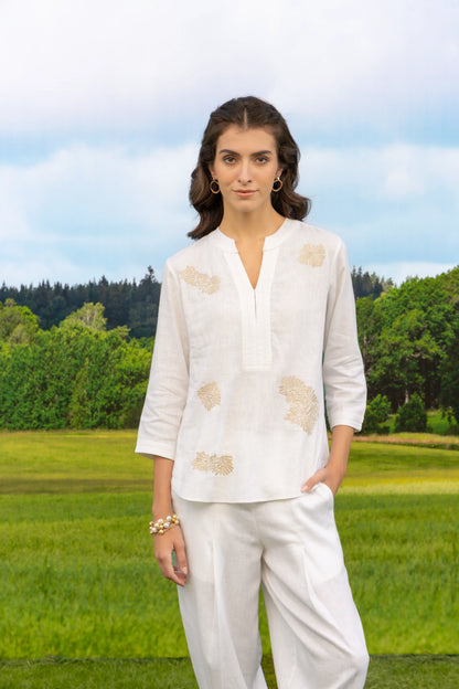 Malona Co-ord Pant Set White Whisper Boota