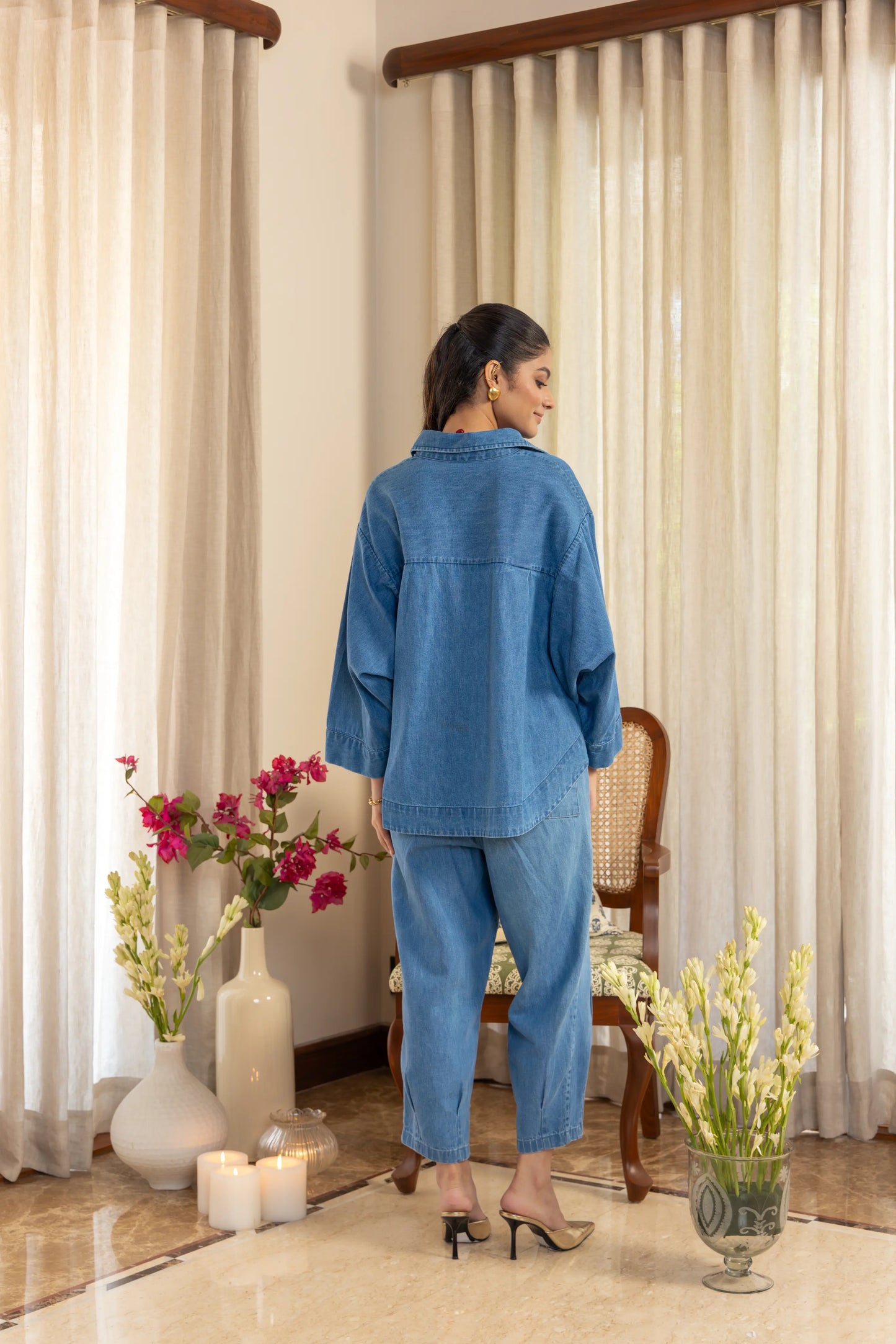 June Co-ord Pant Set Light Wash Pearl