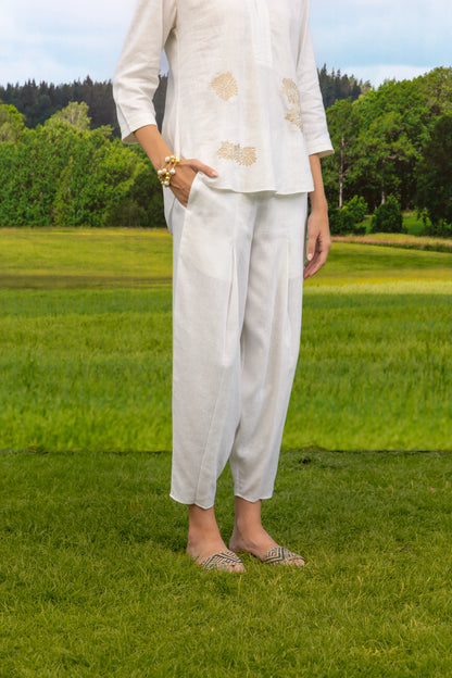 Malona Co-ord Pant Set White Whisper Boota