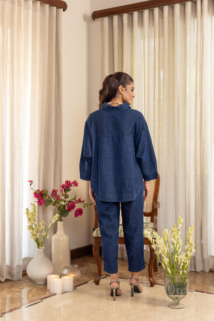 JUNE PEARL SHIRT WITH DENIM PANTS DARK WASH