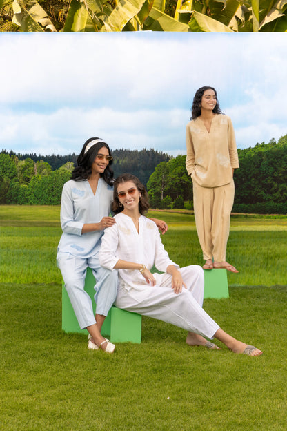 Malona Co-ord Pant Set White Whisper Boota