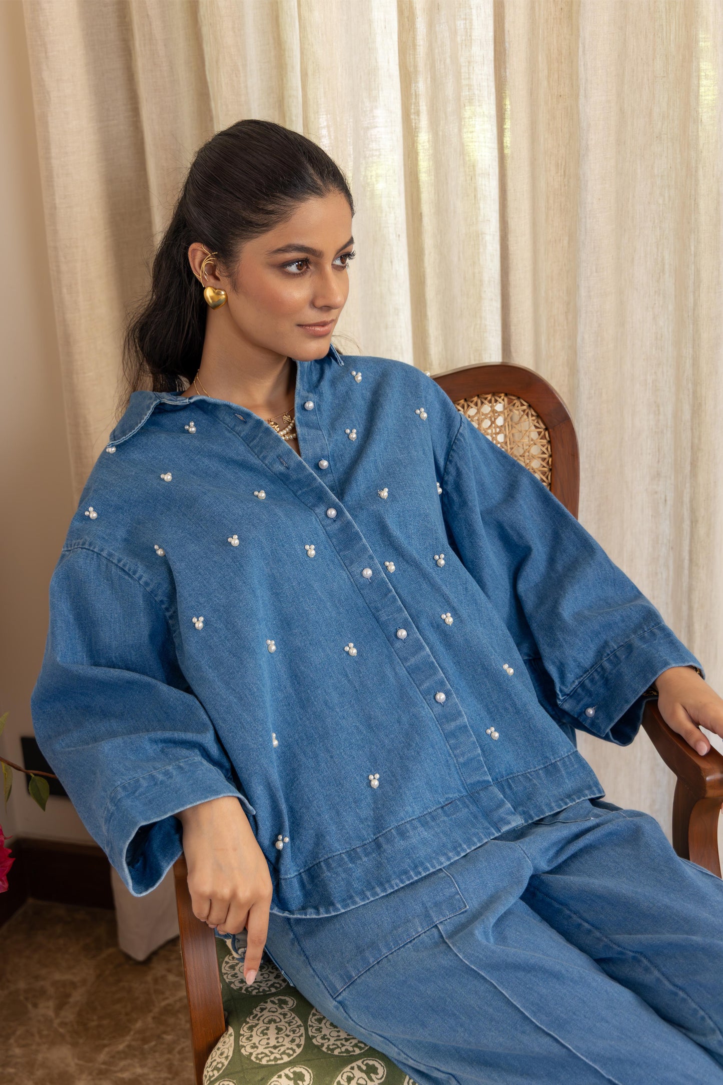 JUNE PEARL - SHIRT LIGHT BLUE DENIM