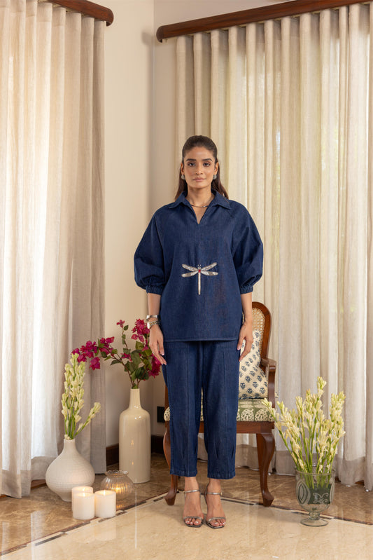 AURA DRAGONFLY CORDSET DARK WASH DENIM