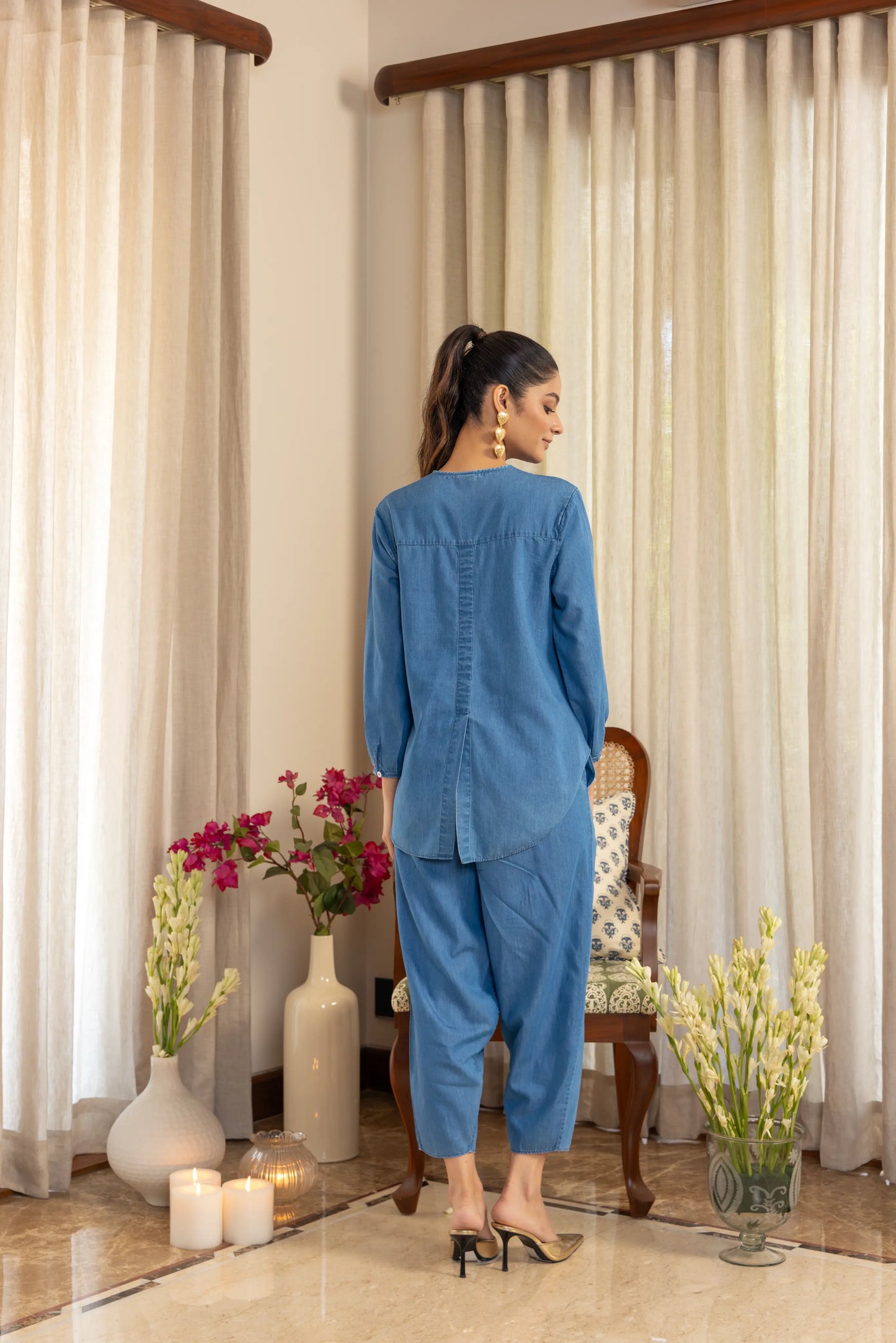 Olena Co-ord Pant Set Light Wash Dragonfly