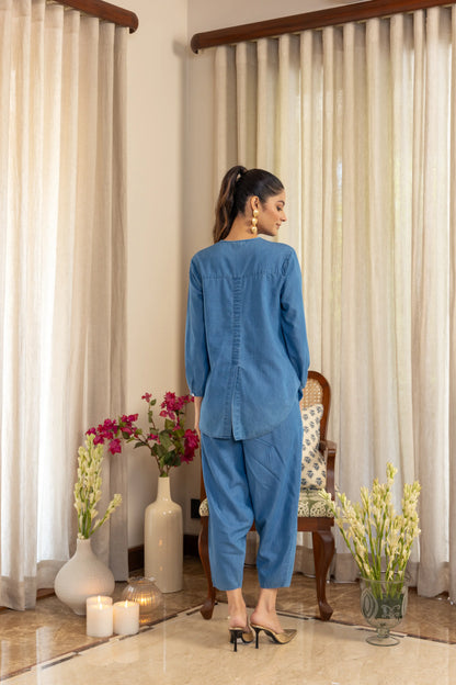 Olena Co-ord Pant Set Light Wash Dragonfly