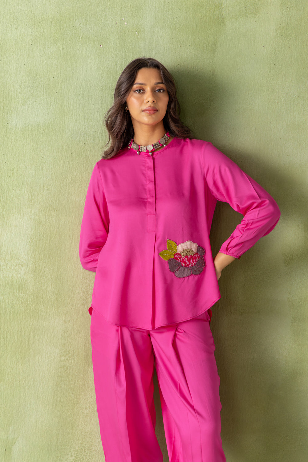 Olena Co-ord Pant Set Dark Pink Petalia