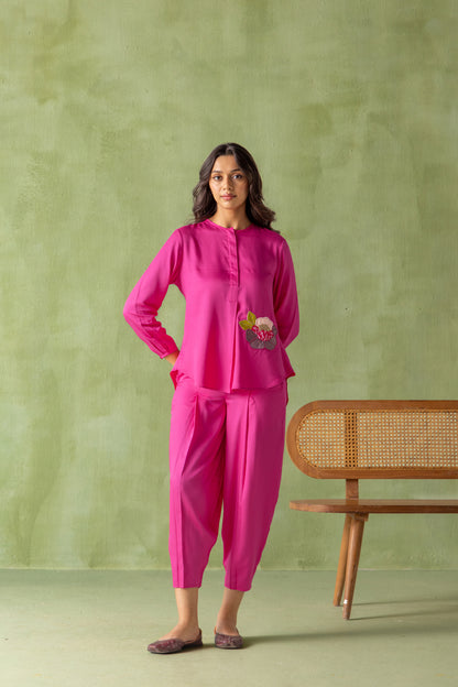 Olena Co-ord Pant Set Dark Pink Petalia