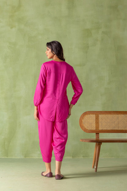 Olena Co-ord Pant Set Dark Pink Petalia