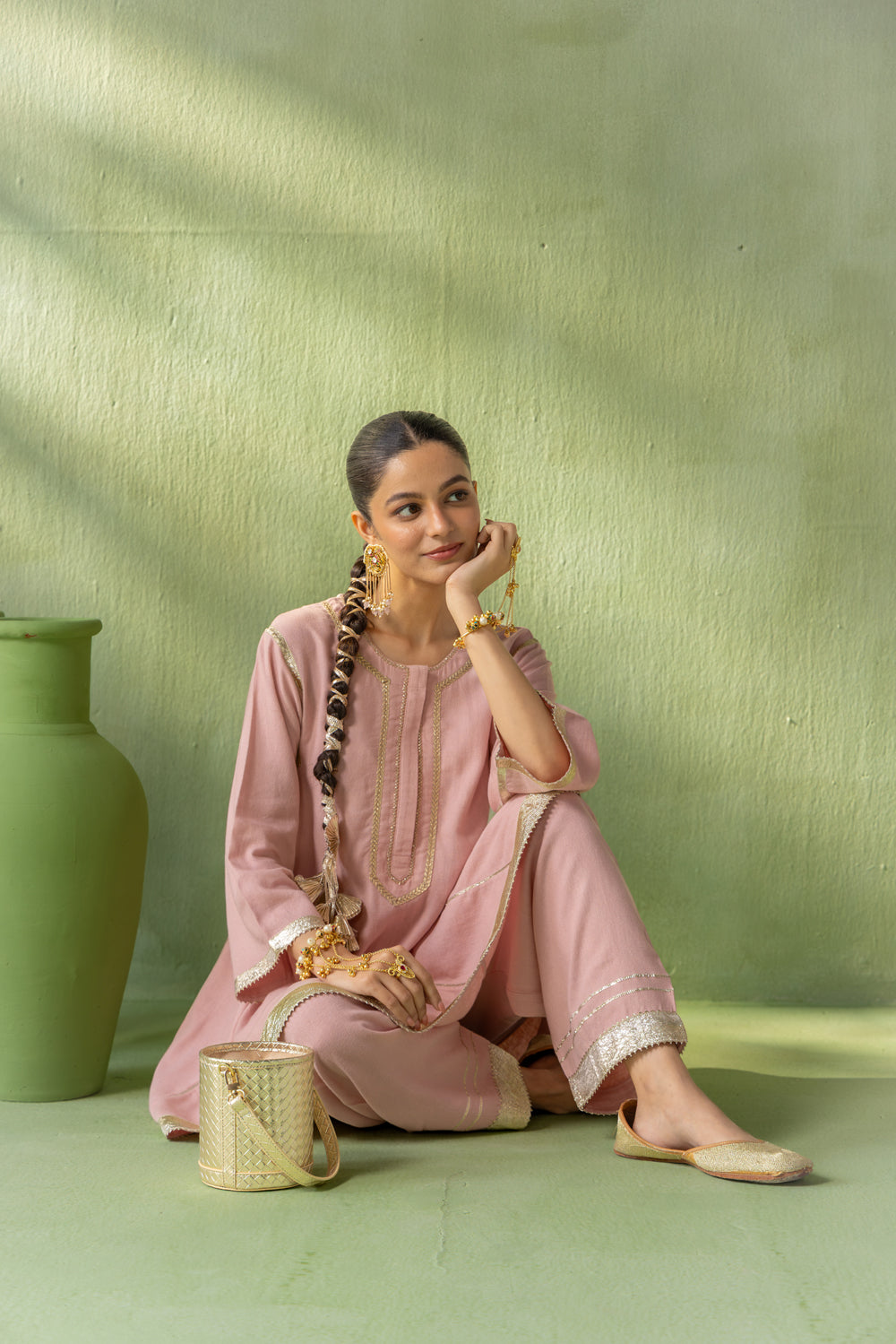 Reva Kurta Salwar Set Light Pink Gota