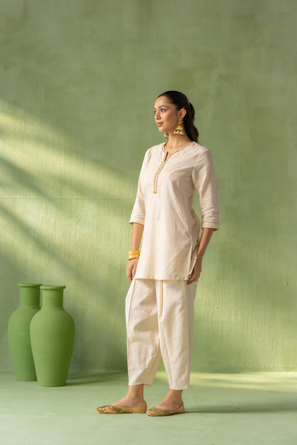 Sitara Kurta Pant Set Beige Galaxy