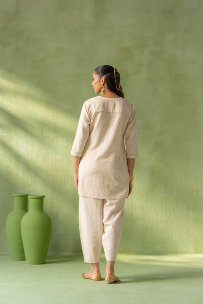 Sitara Kurta Pant Set Beige Galaxy