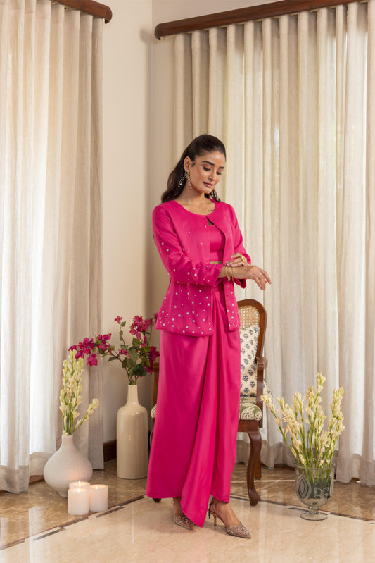 EBONY - THREE PIECE JACKET SET BLUSH
