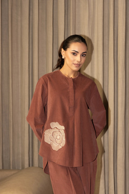 Olena Co-ord Pant Set Rust Flora
