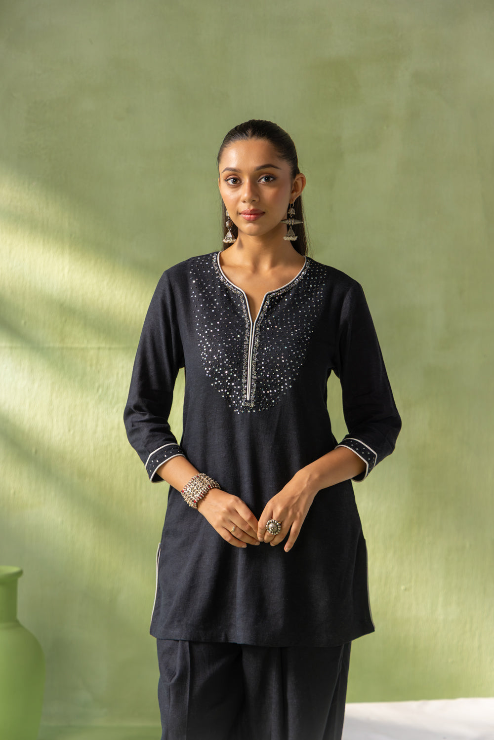 Sitara Kurta Pant Set Black Galaxy