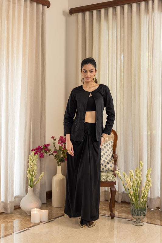 EBONY  - THREE PIECE JACKET SET BLACK