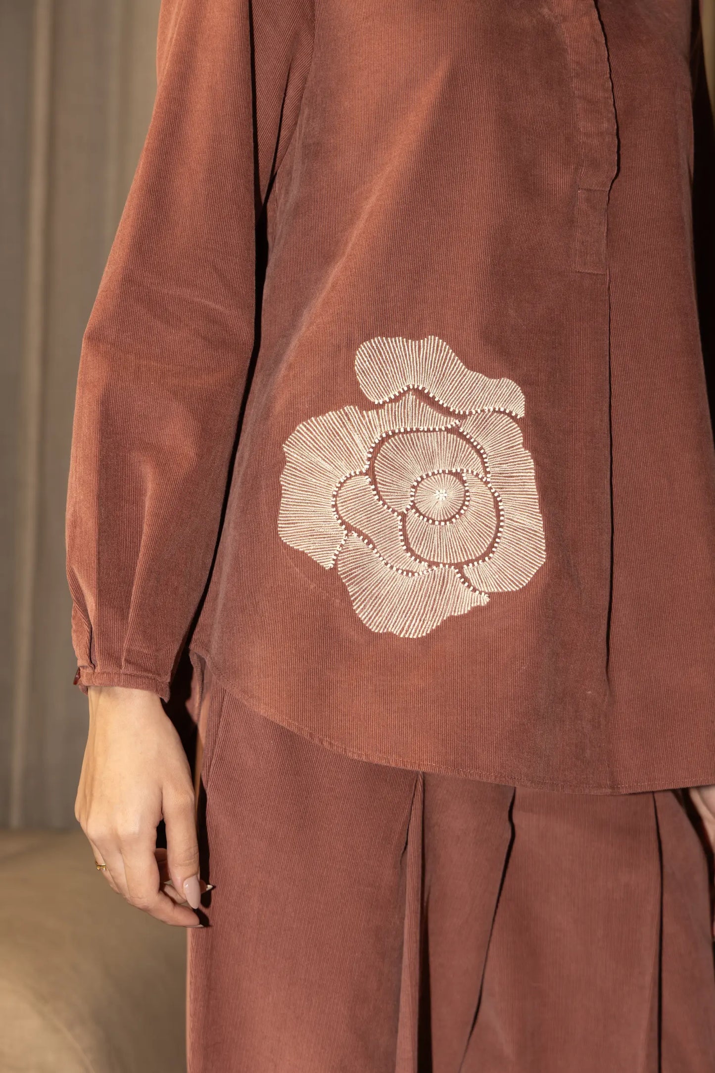 Olena Co-ord Pant Set Rust Flora