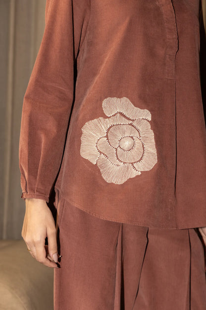 Olena Co-ord Pant Set Rust Flora