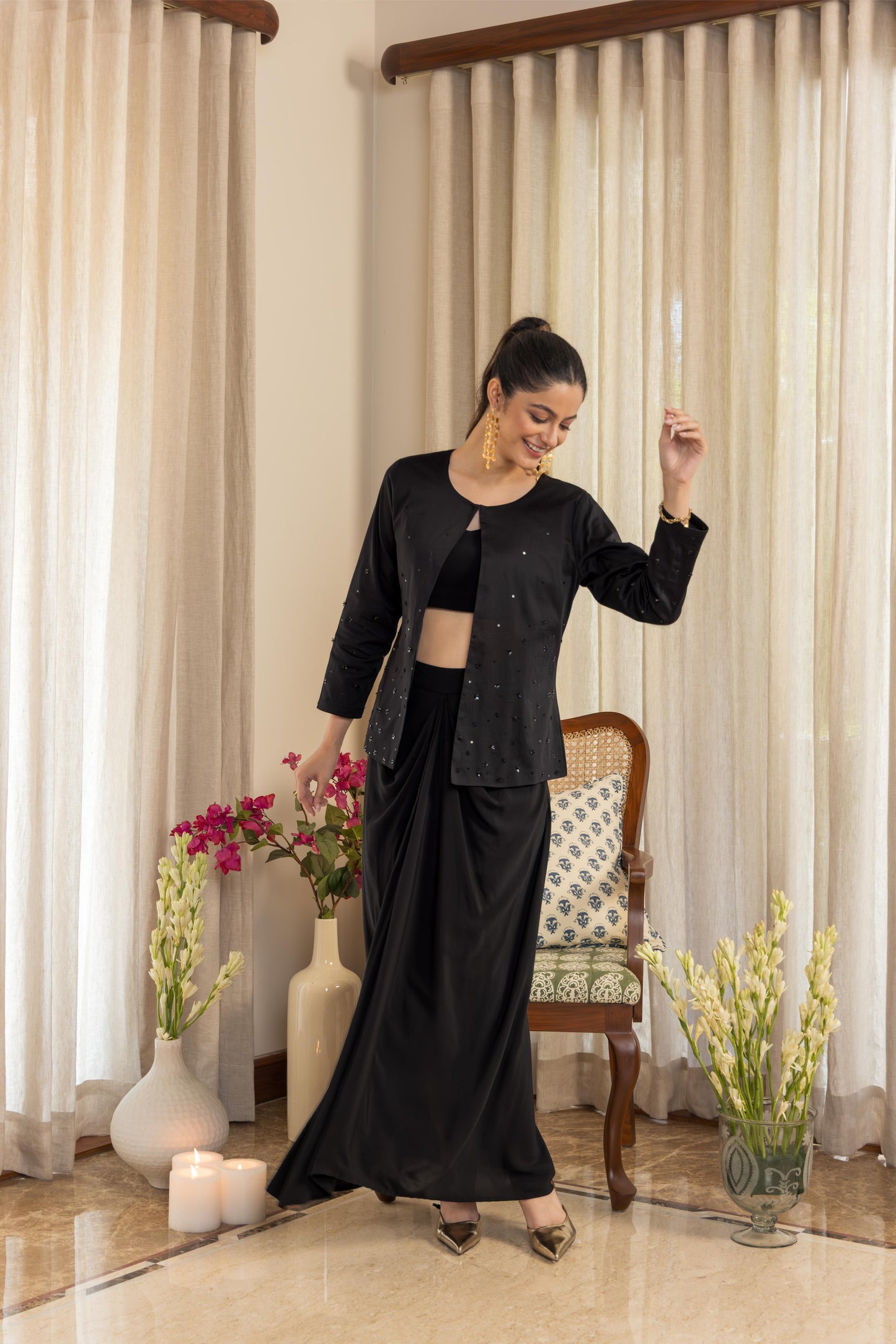 EBONY  - THREE PIECE JACKET SET BLACK
