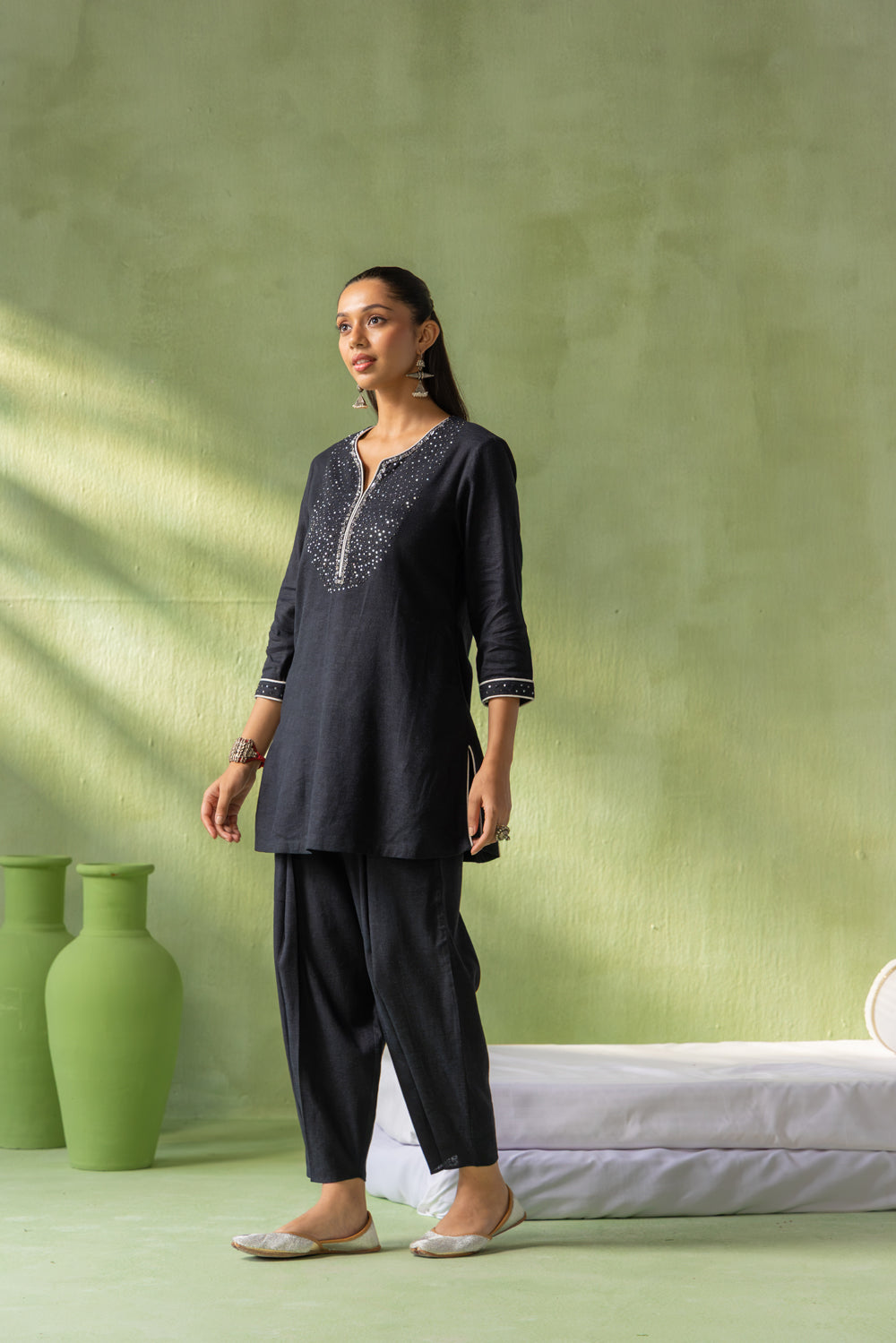 Sitara Kurta Pant Set Black Galaxy