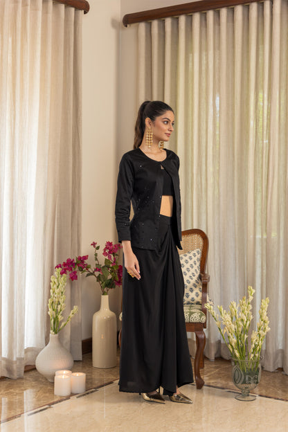 EBONY  - THREE PIECE JACKET SET BLACK