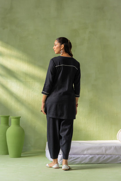 Sitara Kurta Pant Set Black Galaxy