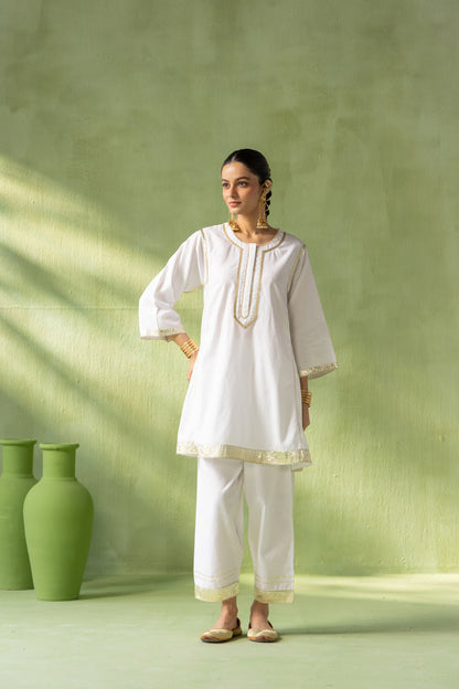 Reva Kurta Salwar Set White Gota