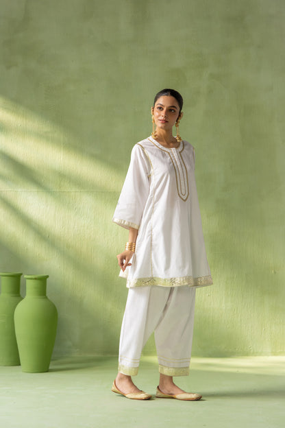 Reva Kurta Salwar Set White Gota