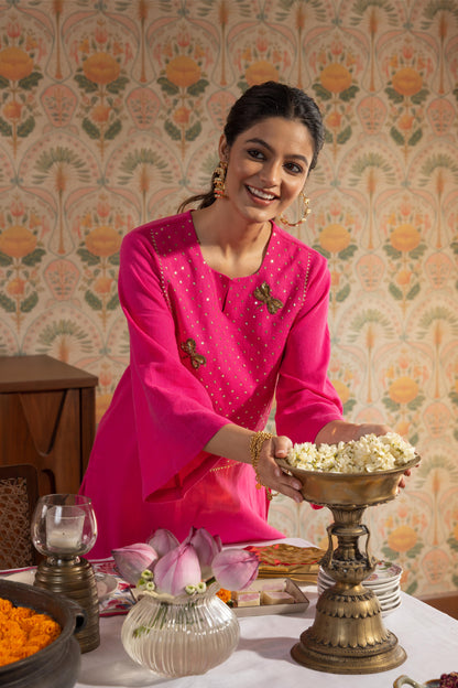 ALORA BUTTERFLY - KURTA SET PINK