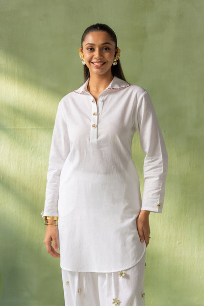 Zareen Kurta Salwar Set White Pop Beads