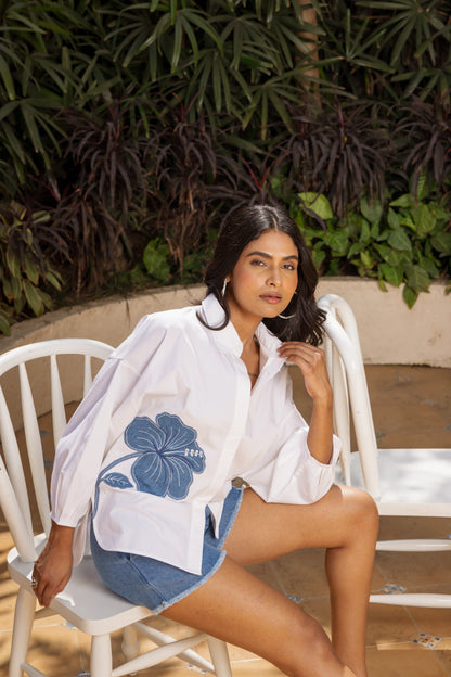 Duo Shirt White Hibiscus