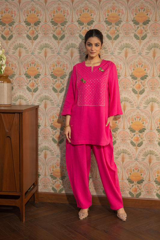 ALORA BUTTERFLY - KURTA SET PINK