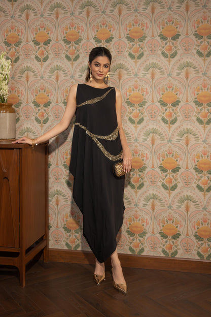 STARLIGHT - COWL DRESS BLACK