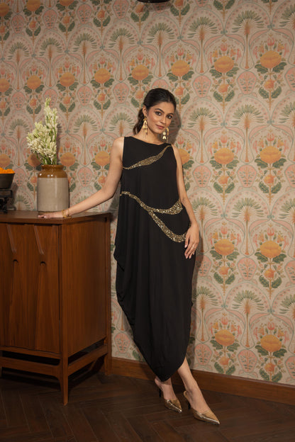 STARLIGHT - COWL DRESS BLACK
