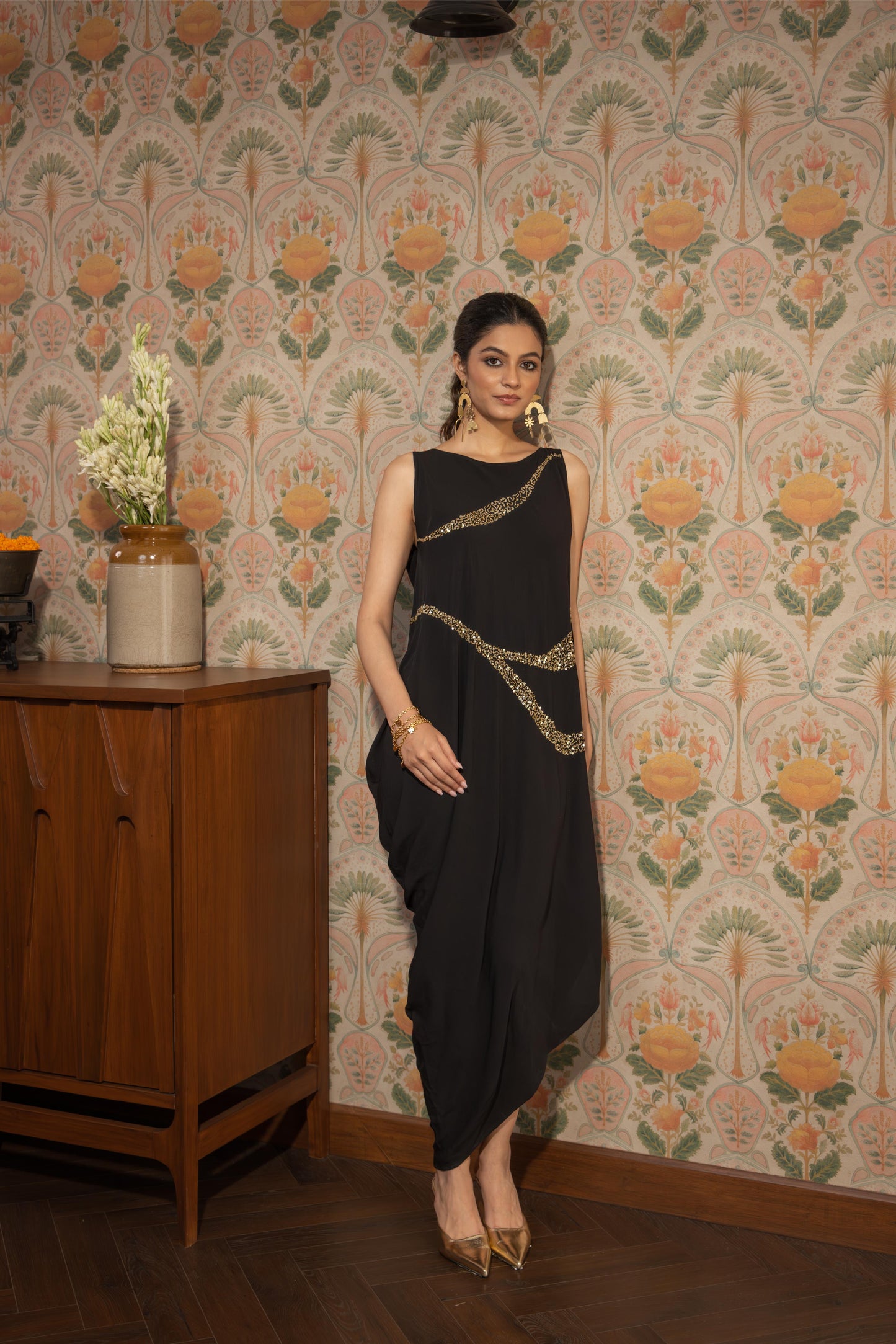 STARLIGHT - COWL DRESS BLACK