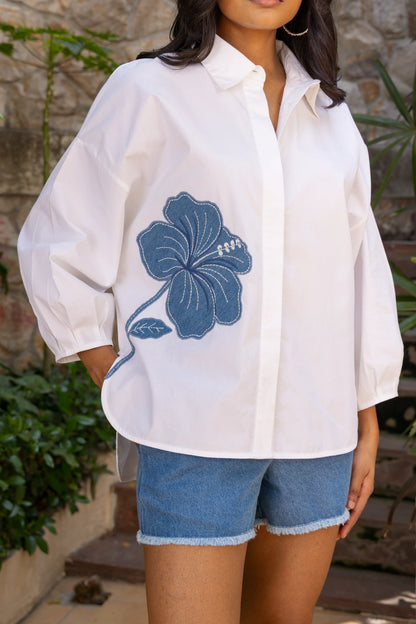 Duo Shirt White Hibiscus