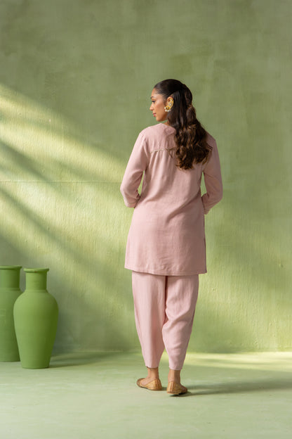 Sitara Kurta Pant Set Light Pink Galaxy