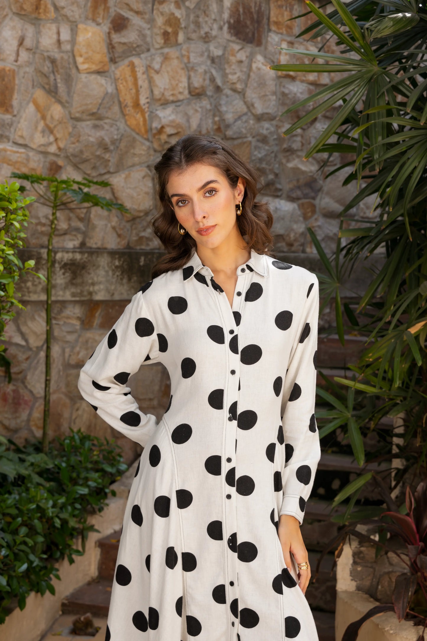 Vela Dress Polka Dots Black White