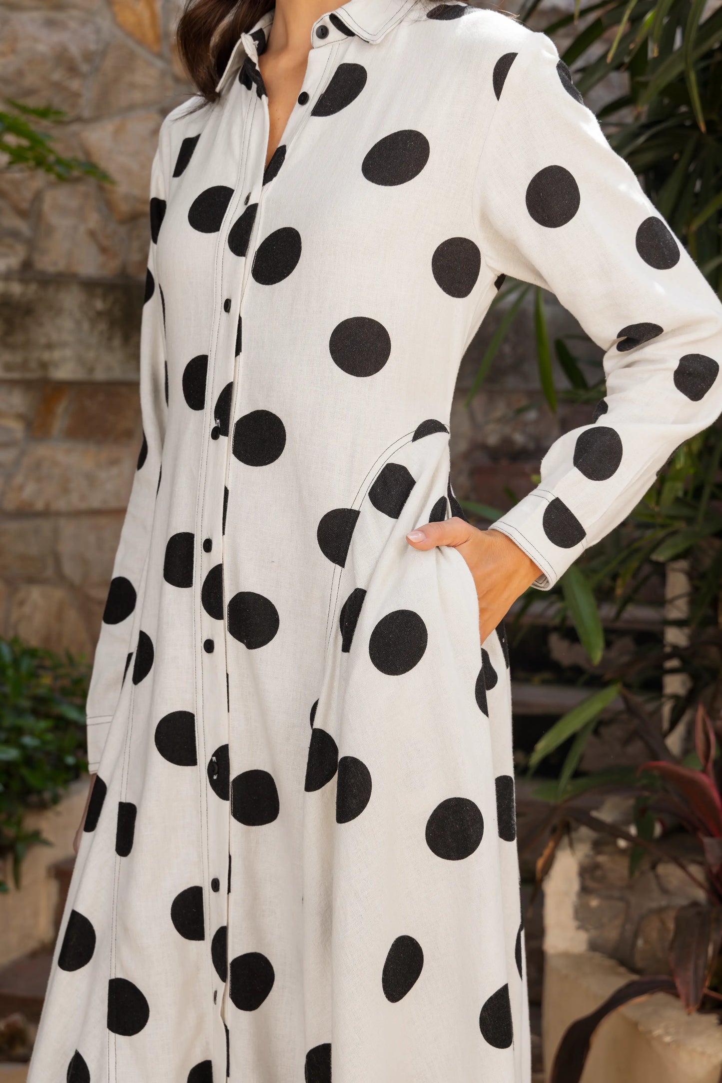 Vela Dress Polka Dots Black White