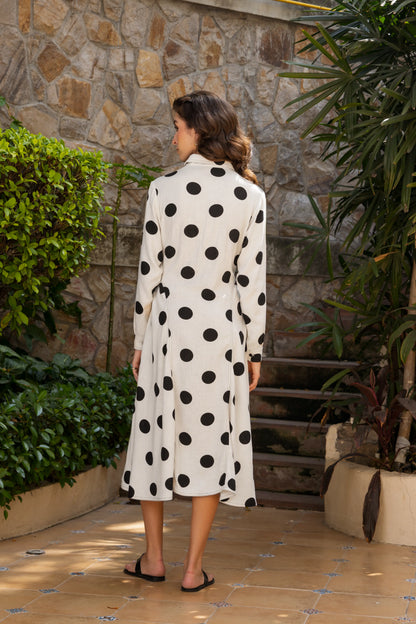 Vela Dress Polka Dots Black White