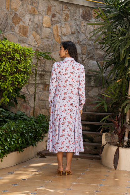 Vela Dress Floral Red Light Blue